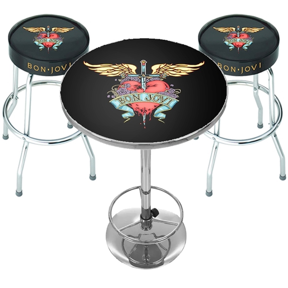 Rocksax Bon Jovi - Dagger Barkrukken & Tafel Set - Zwart